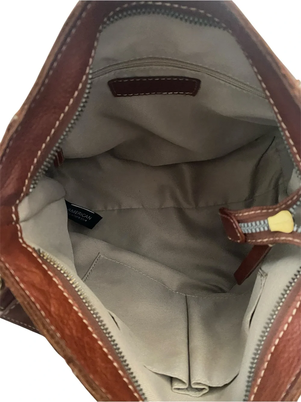 AMERICAN LEATHER CO MERCER WOVEN LEATHER TOP ZIP HOBO